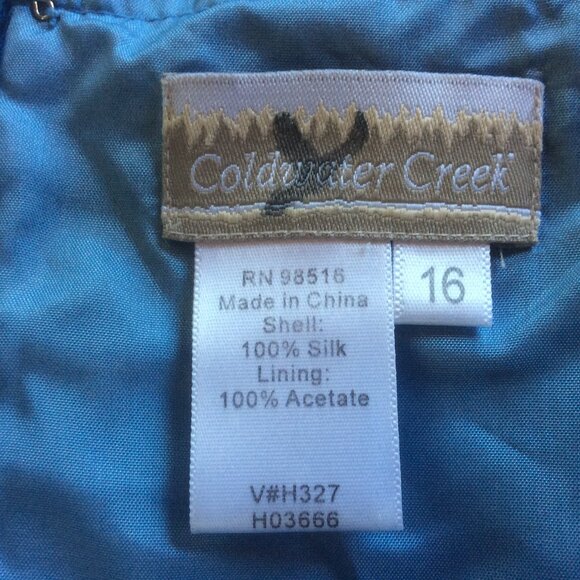 Coldwater Creek Blue Silk Shift Dress Jacket Set Size 16 - Picture 8 of 9